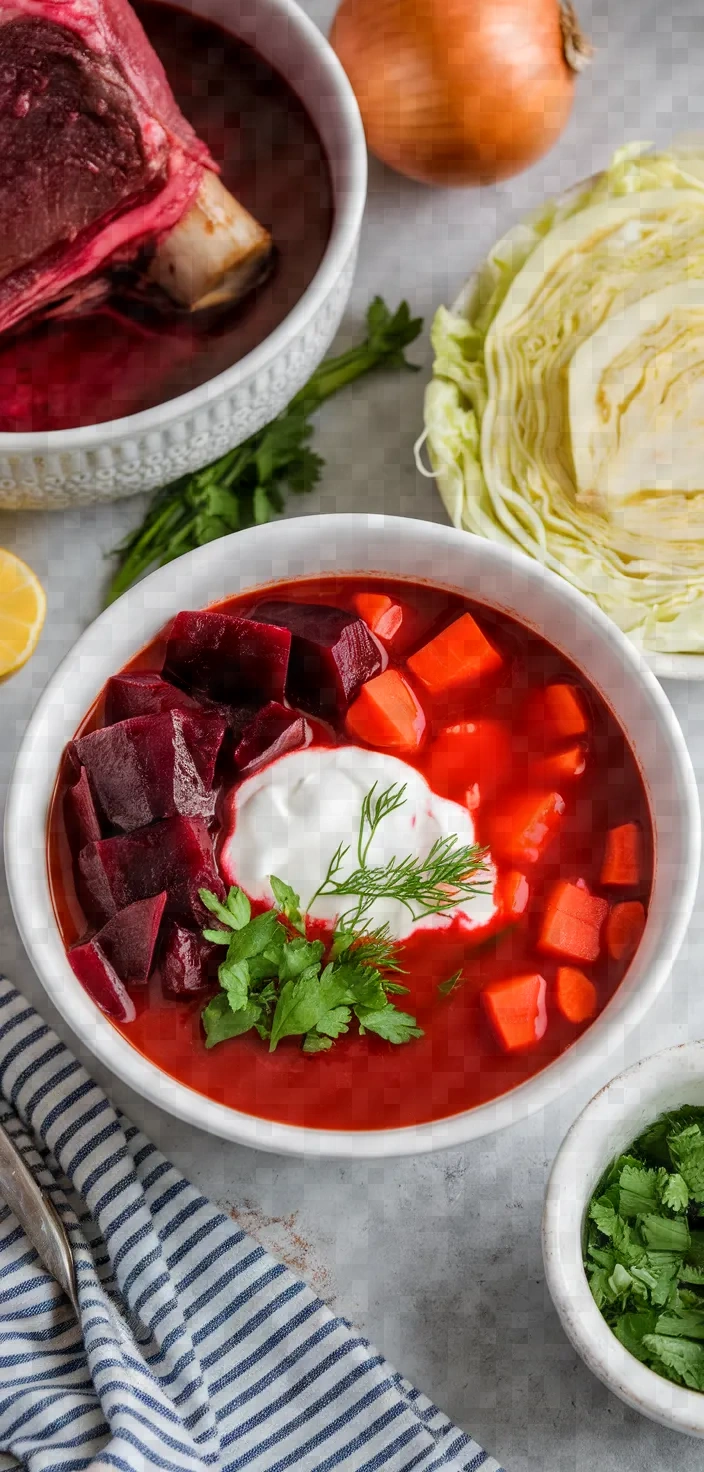 Ingredients photo for Ukrainian Red Borscht Soup Recipe