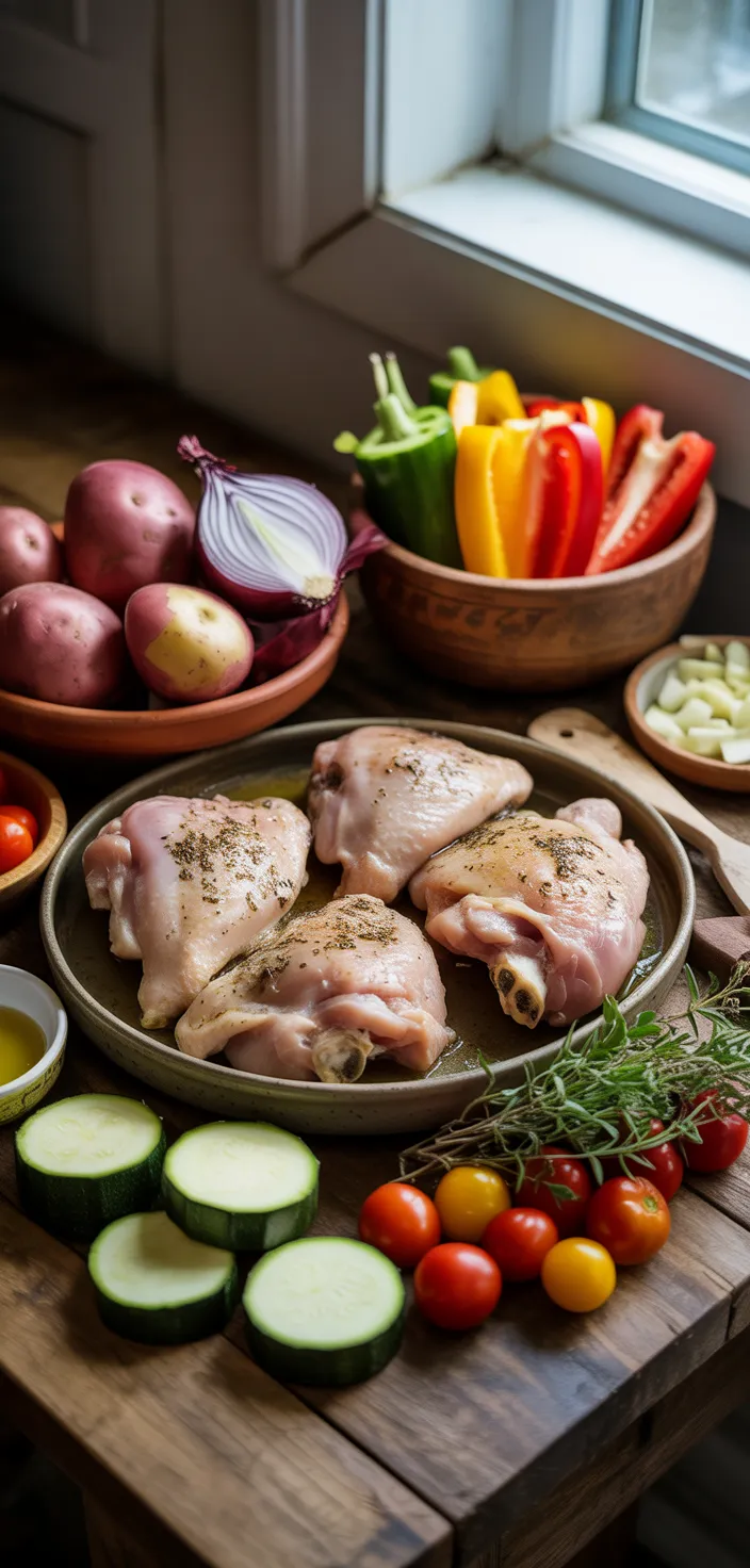 Ingredients photo for Greek Sheet Pan Chicken Dinner Recipe