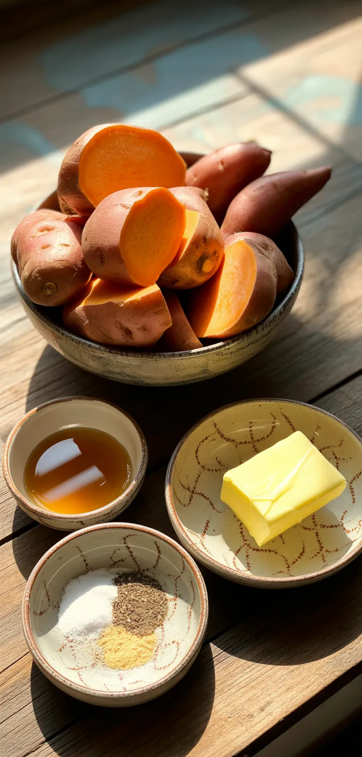 Ingredients photo for Melt In Your Mouth, Honey Roasted Sweet Potatoes! Recipe