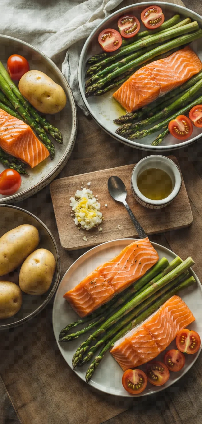 Ingredients photo for Sheet Pan Salmon And Veggies Recipe
