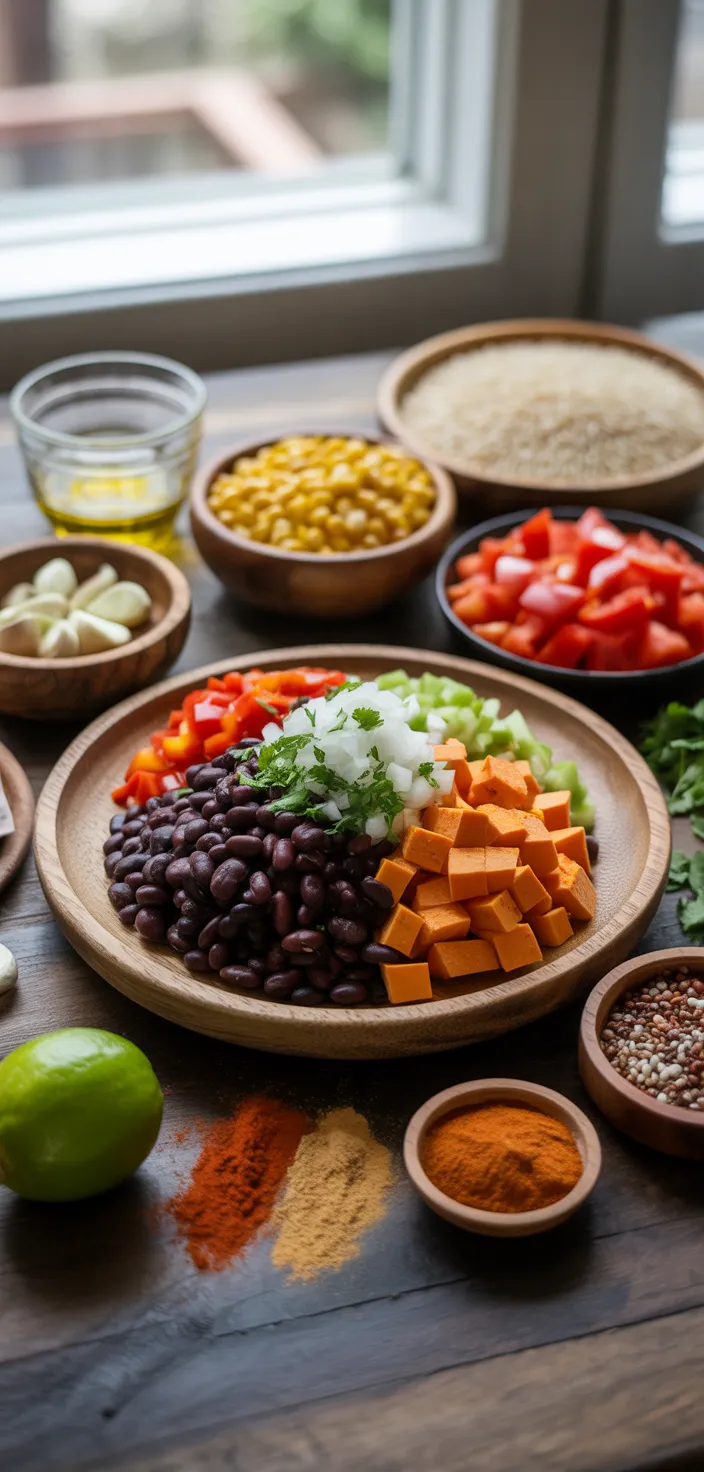 Ingredients photo for Southwest Sweet Potato, Black Bean And Rice Skillet Recipe