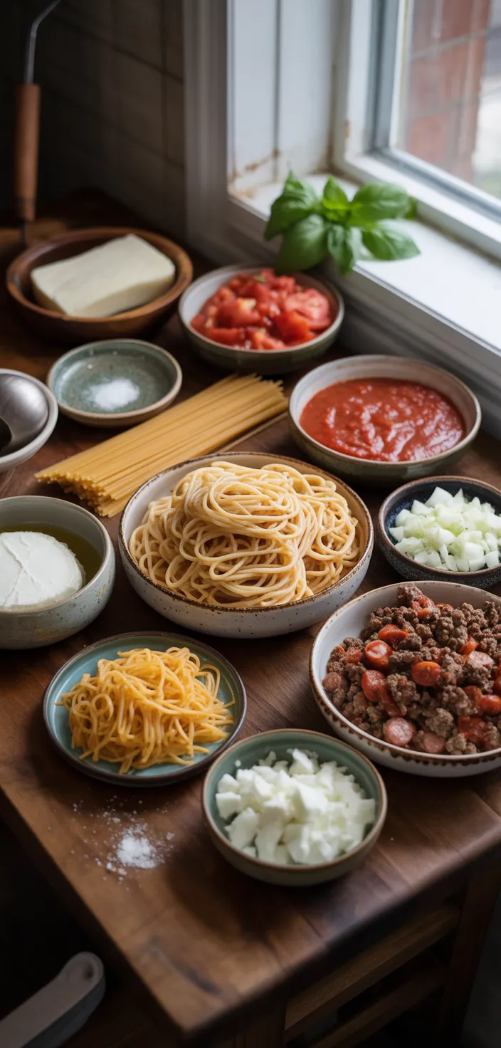 Ingredients photo for Baked Million Dollar Spaghetti Recipe