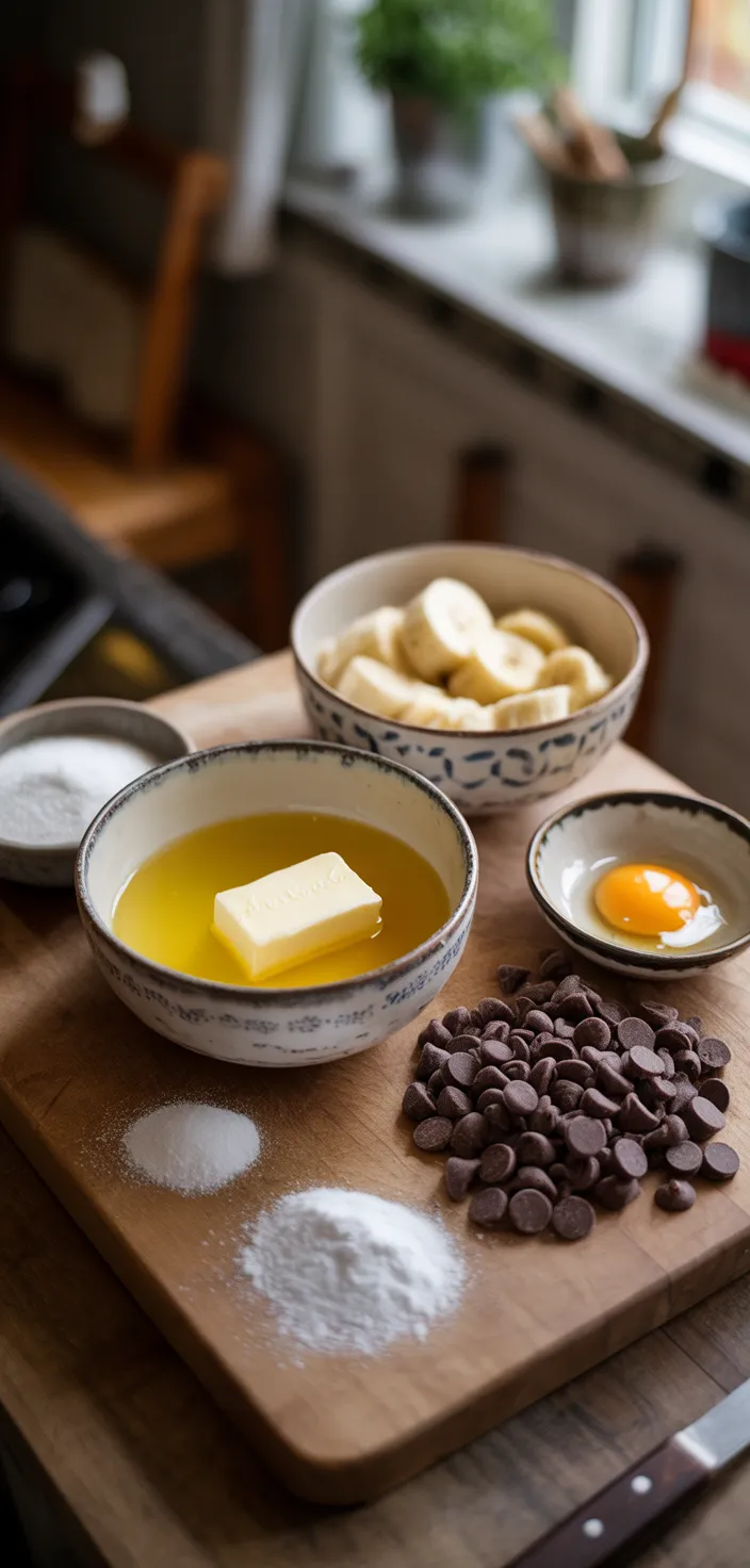 Ingredients photo for Chocolate Chip Banana Bread Recipe