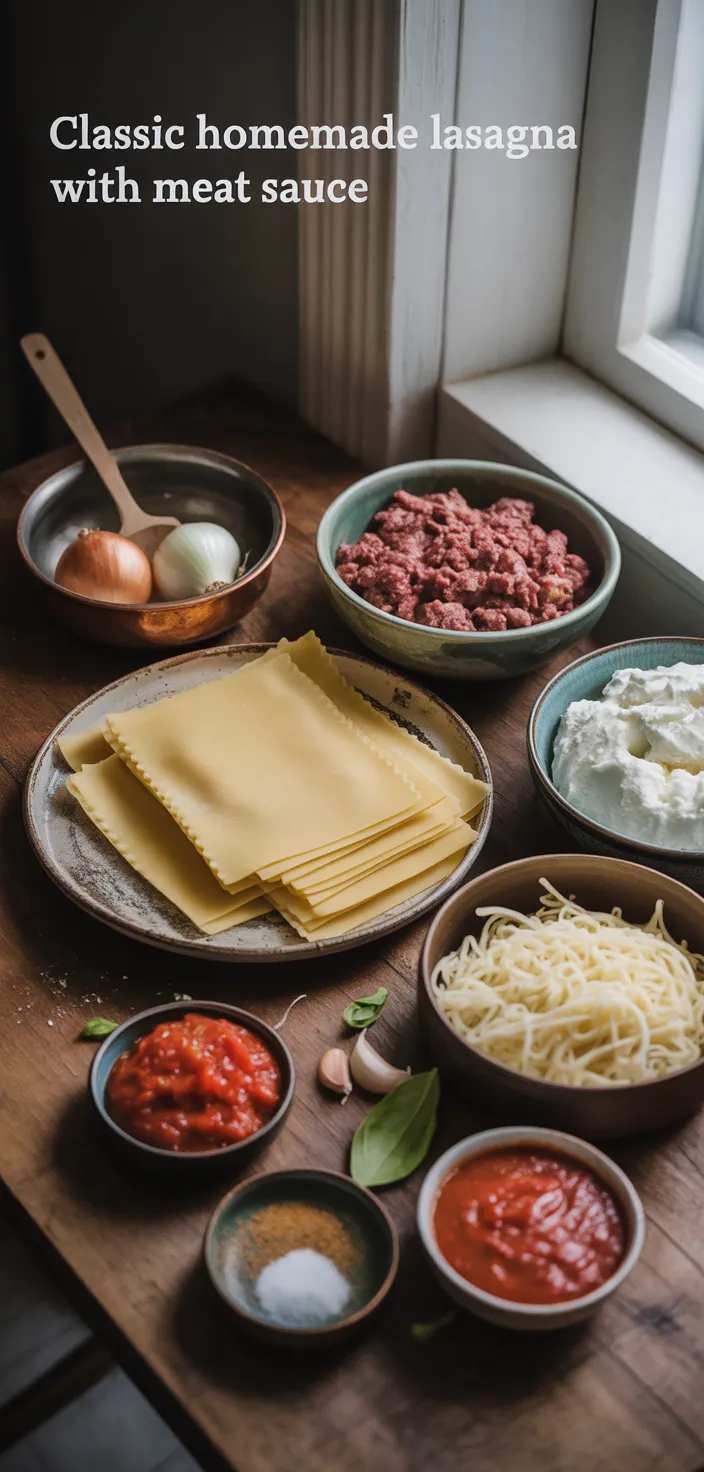 Ingredients photo for Classic Homemade Lasagna With Meat Sauce Recipe