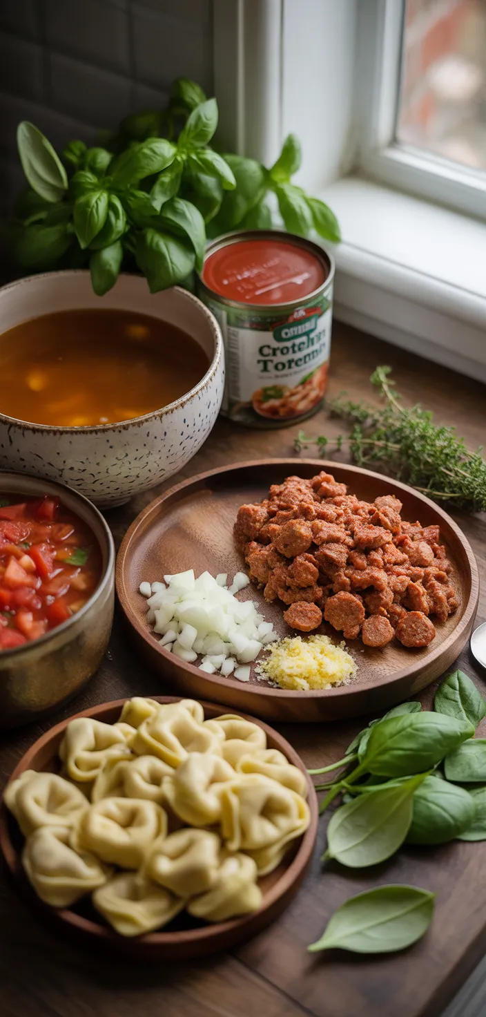 Ingredients photo for Crockpot Tortellini Soup With Sausage Recipe