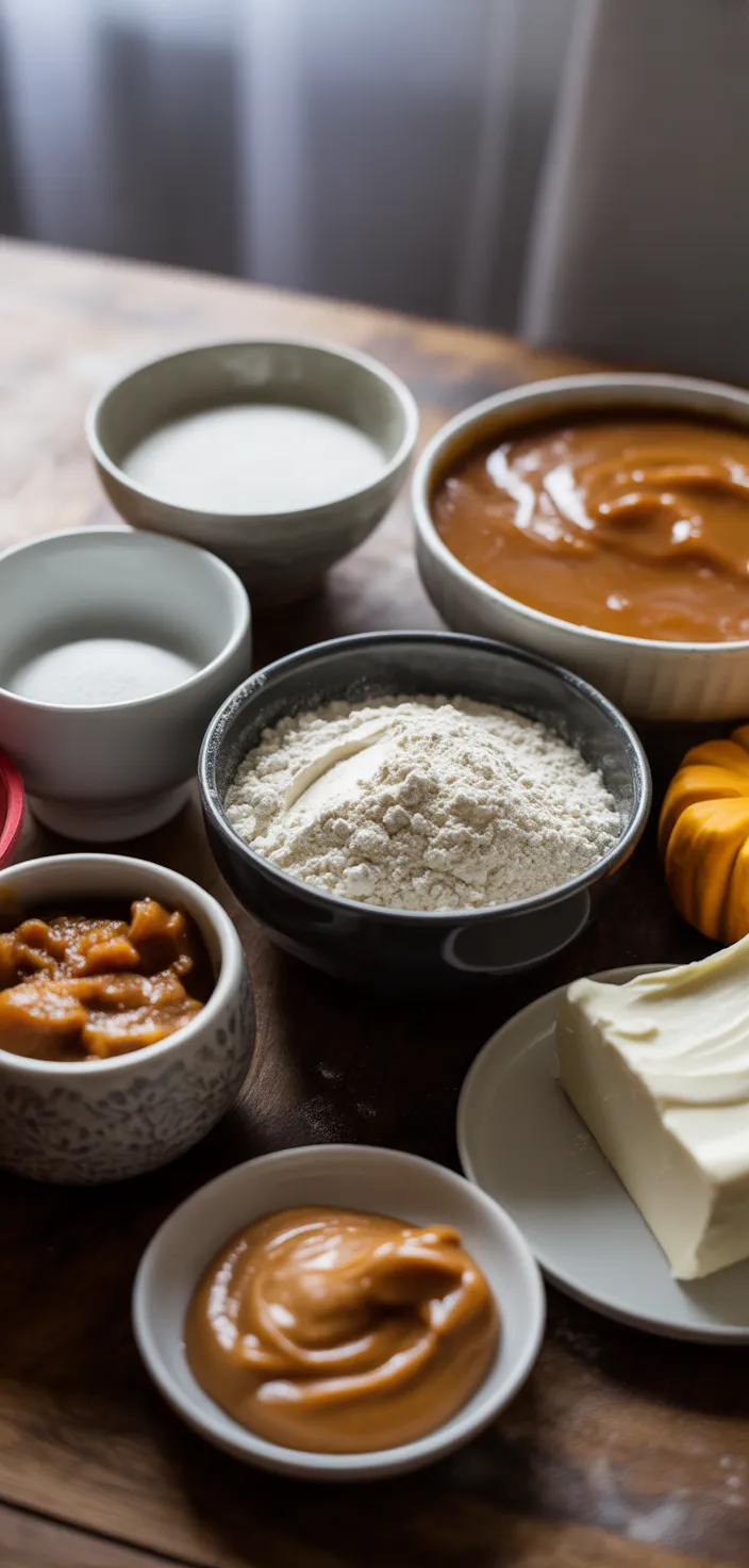 Ingredients photo for Pumpkin Cupcakes With Caramel Cream Cheese Frosting Recipe