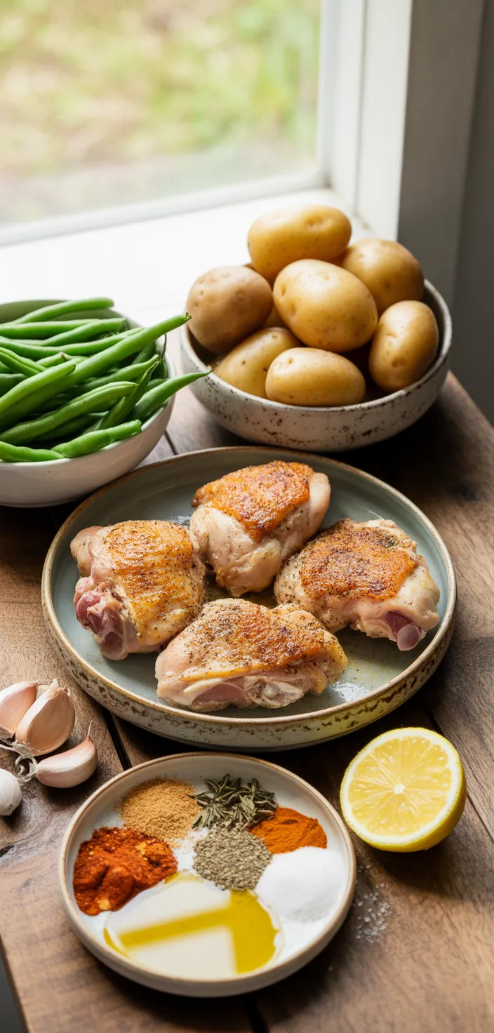 Ingredients photo for Slow Cooker Seasoned Chicken, Green Beans And Potatoes Recipe