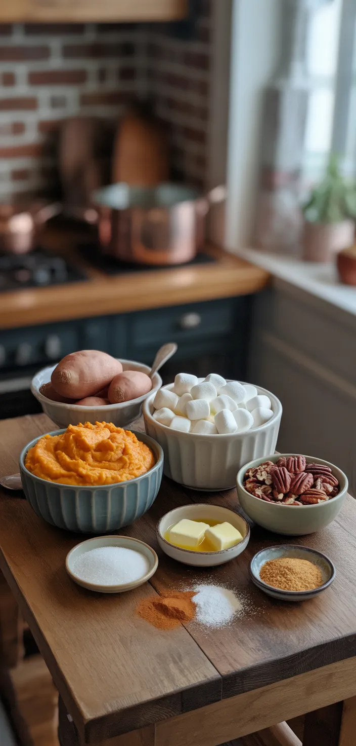 Ingredients photo for Sweet Potato Casserole With Marshmallows Recipe