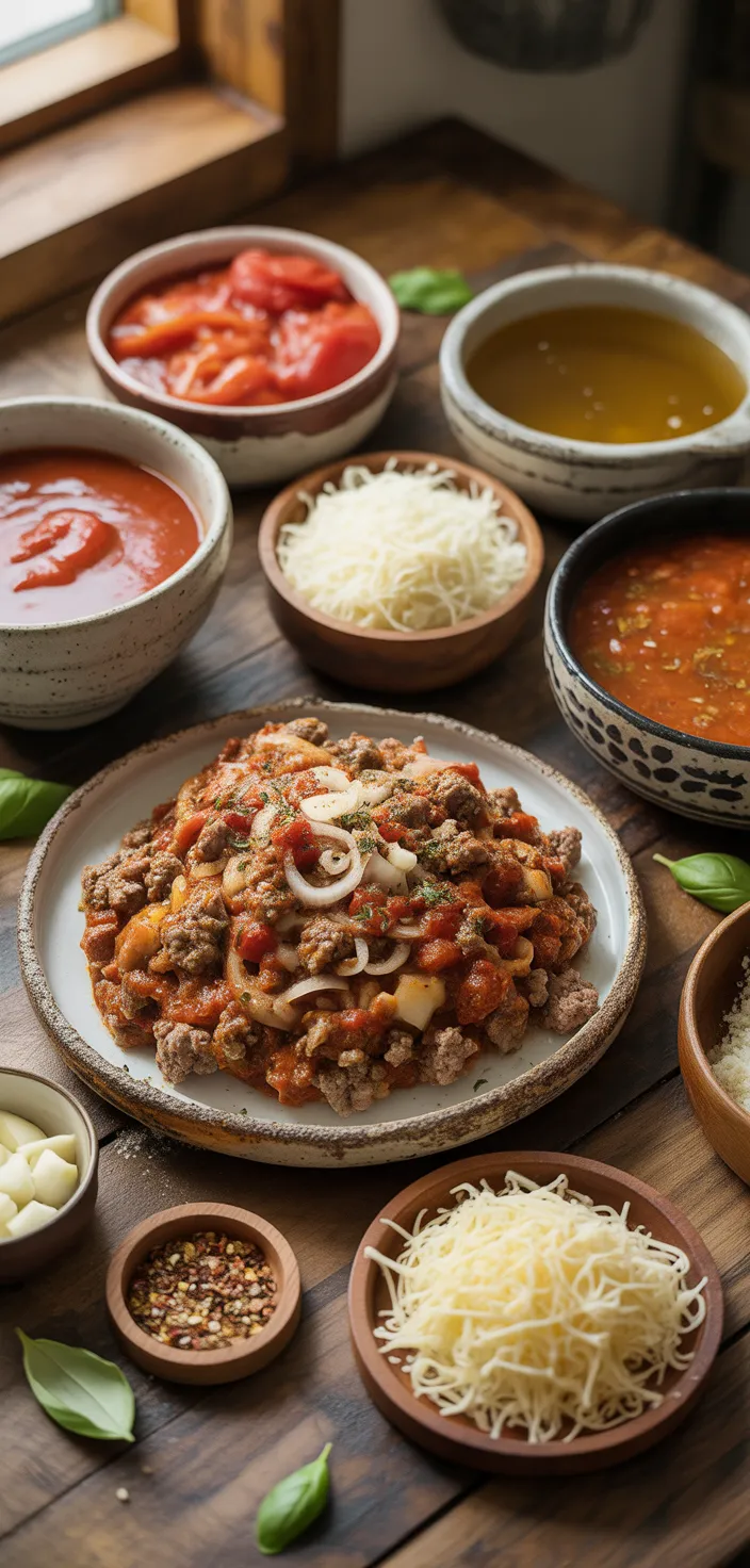 Ingredients photo for The BEST Lasagna Soup Recipe