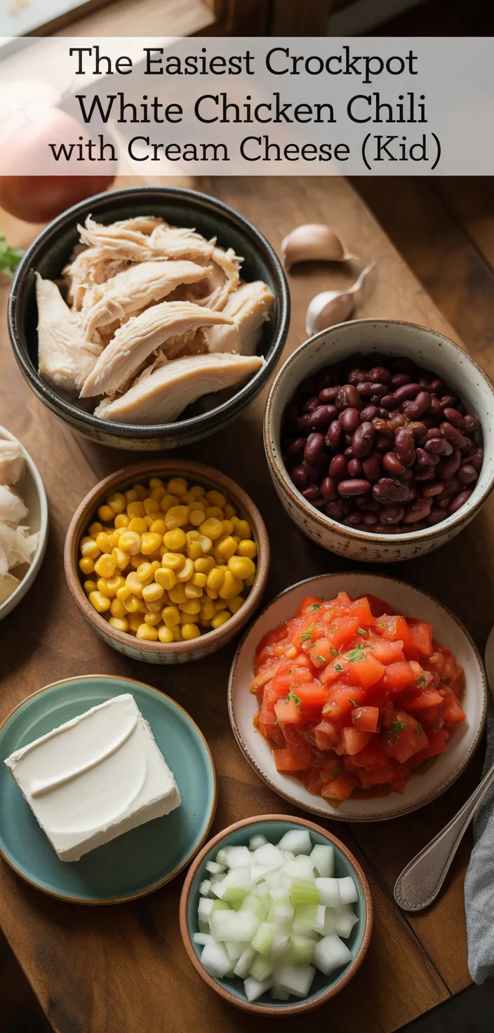 Ingredients photo for The Easiest Crockpot White Chicken Chili With Cream Cheese (Kid Recipe