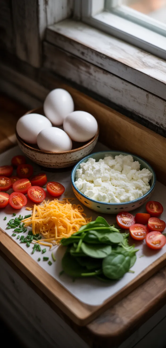 Ingredients photo for Baked Cottage Cheese Eggs Recipe: A Protein