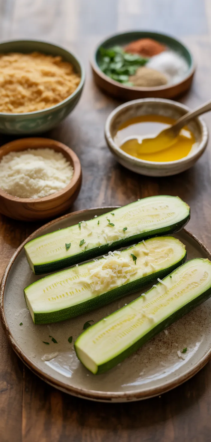 Ingredients photo for Baked Parmesan Zucchini (Christmas Recipe & Thanksgiving Recipe)