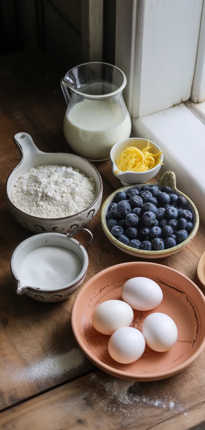 Ingredients photo for Blueberry Lemon Clafoutis Recipe