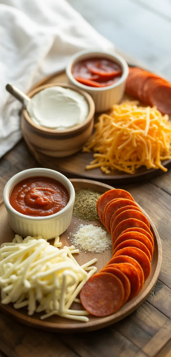 Ingredients photo for Cheesy Pepperoni Pizza Dip Recipe