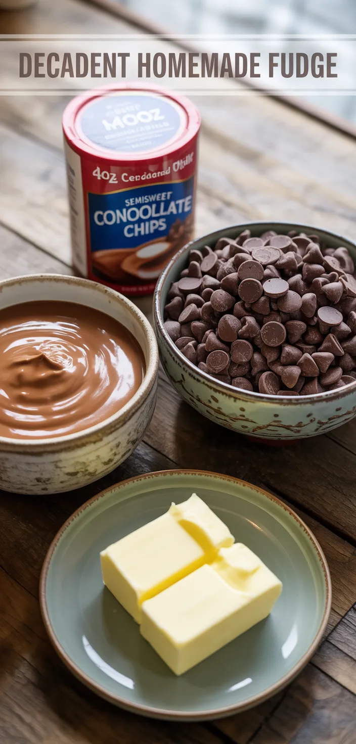 Ingredients photo for Decadent Homemade Fudge Recipe