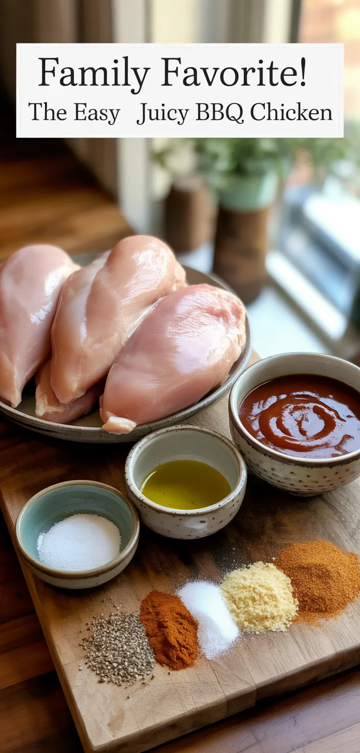 Ingredients photo for FAMILY FAVORITE! THE BEST EASY JUICY BBQ CHICKEN Recipe