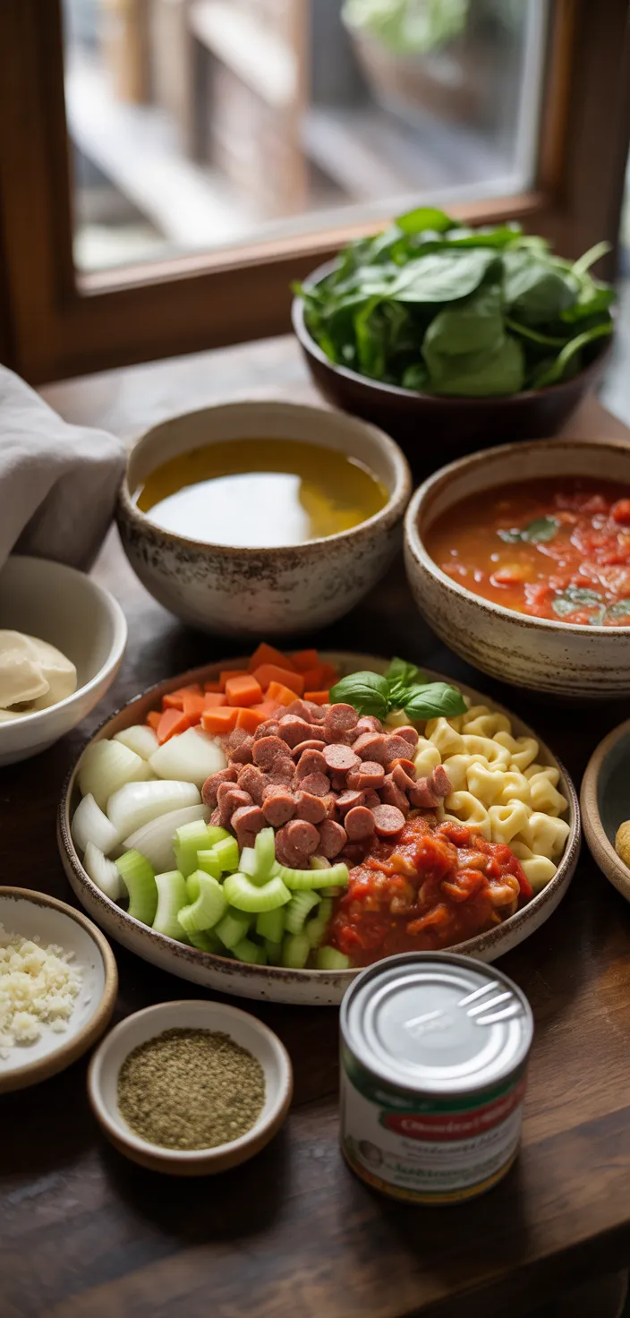 Ingredients photo for Italian Sausage Tortellini Soup Recipe