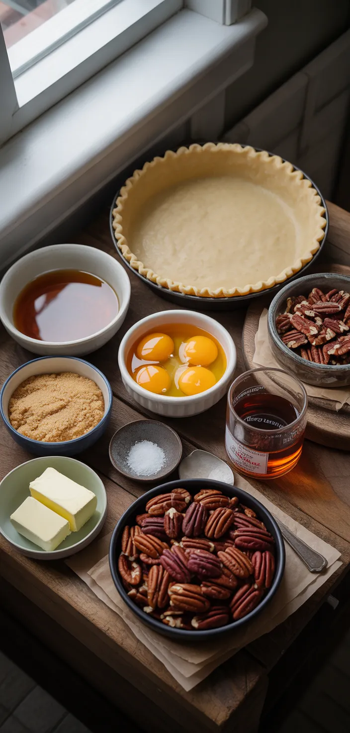 Ingredients photo for The Best Easy Homemade Pecan Pie Recipe