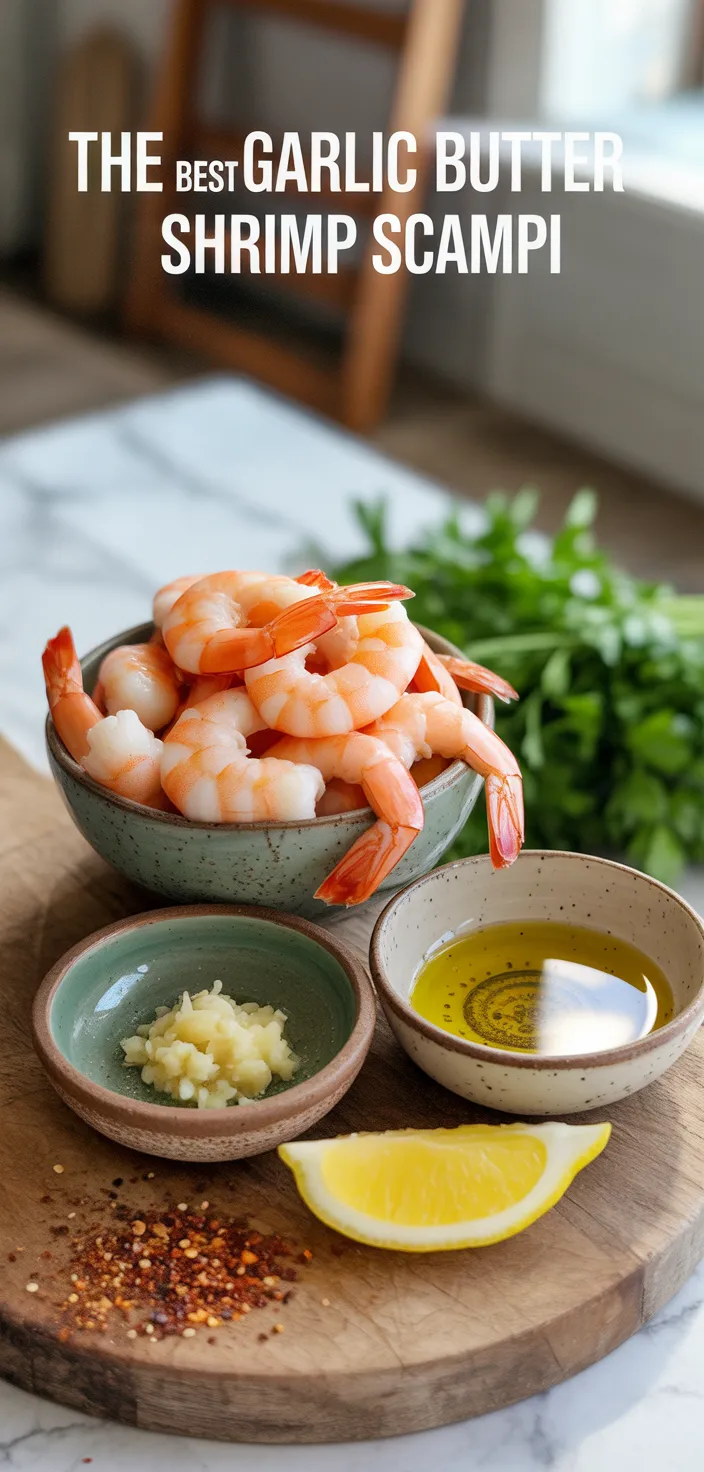 Ingredients photo for The Best Garlic Butter Shrimp Scampi Recipe