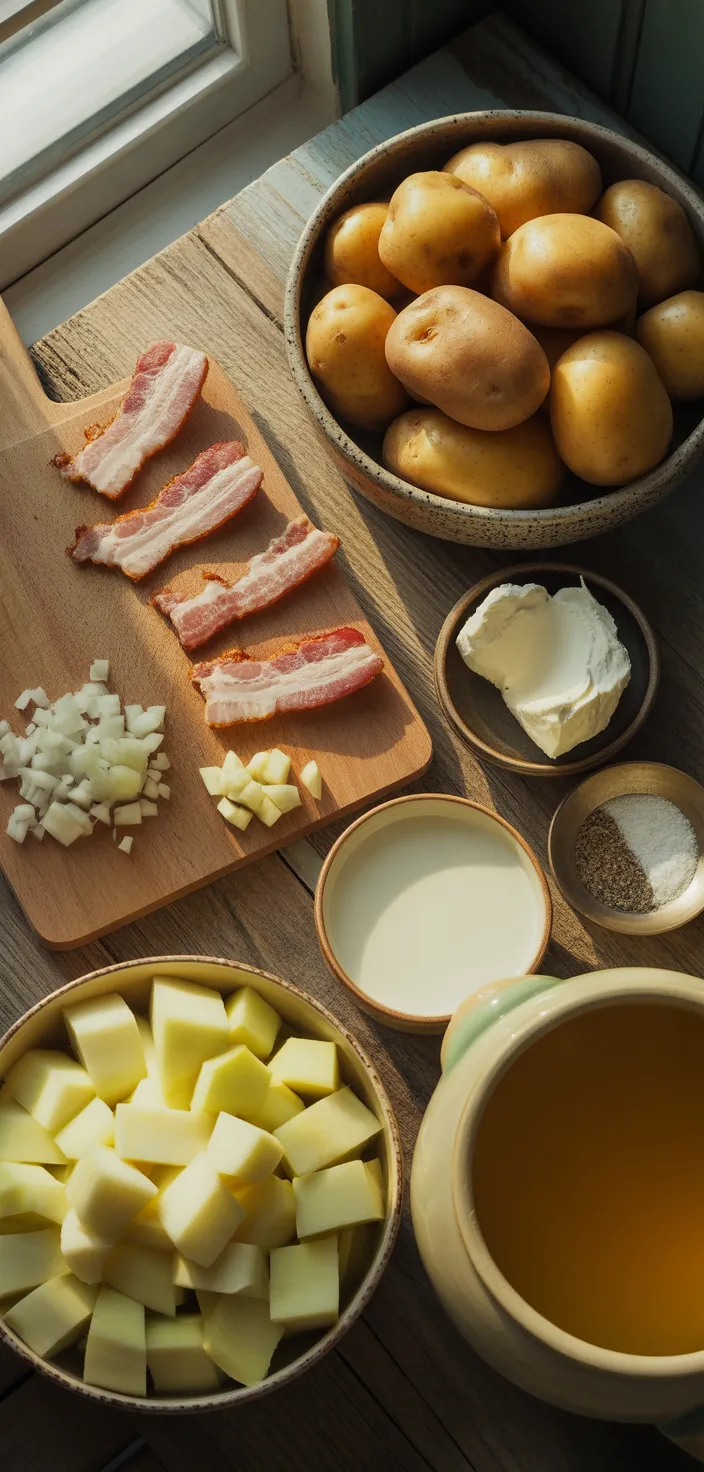 Ingredients photo for This Instant Pot Potato Soup Is Easy, Creamy, And Loaded With Bacon Recipe