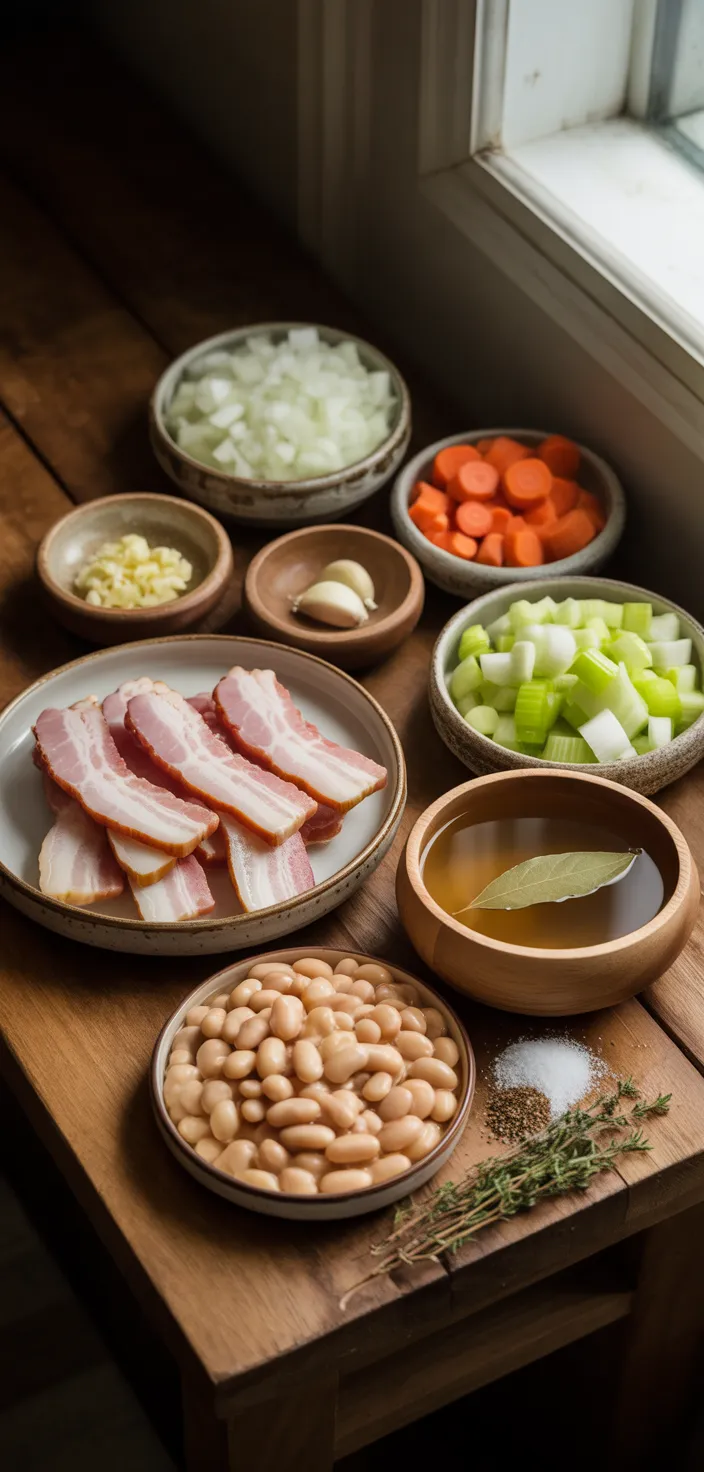 Ingredients photo for White Bean Soup With Bacon Recipe