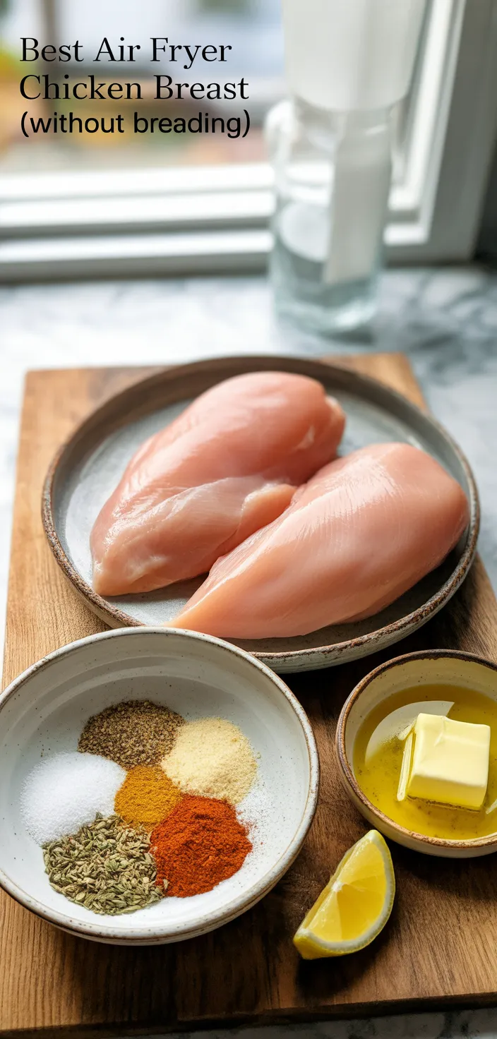 Ingredients photo for Best Air Fryer Chicken Breast (Without Breading) Recipe