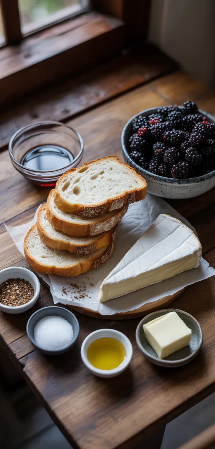 Ingredients photo for Blackberry Balsamic And Brie Grilled Cheese Recipe