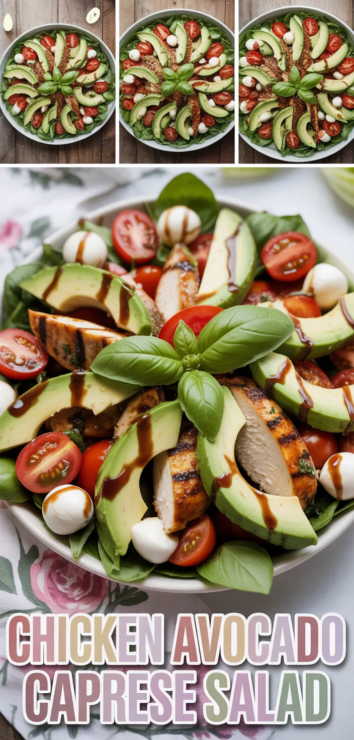 A photo of Chicken Avocado Caprese Salad Recipe