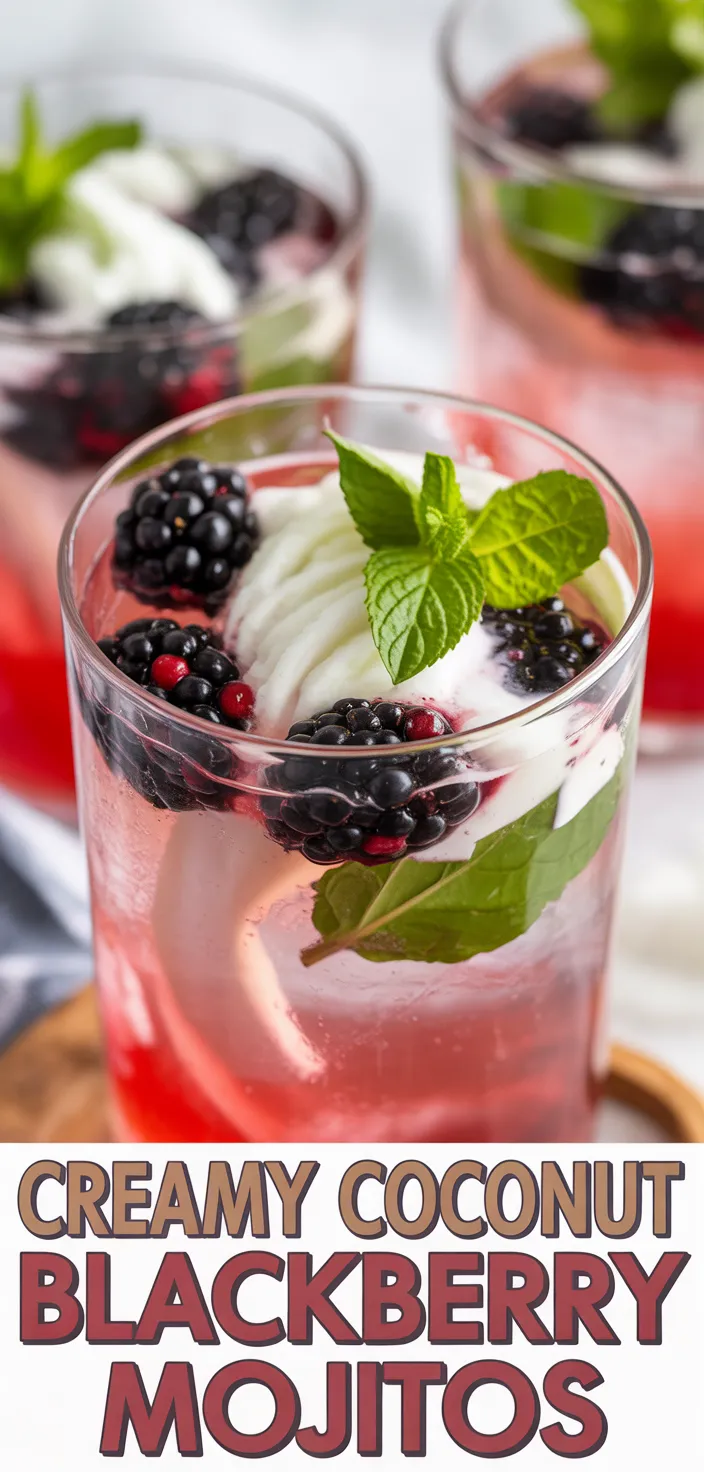 A photo of Creamy Coconut Blackberry Mojitos Recipe