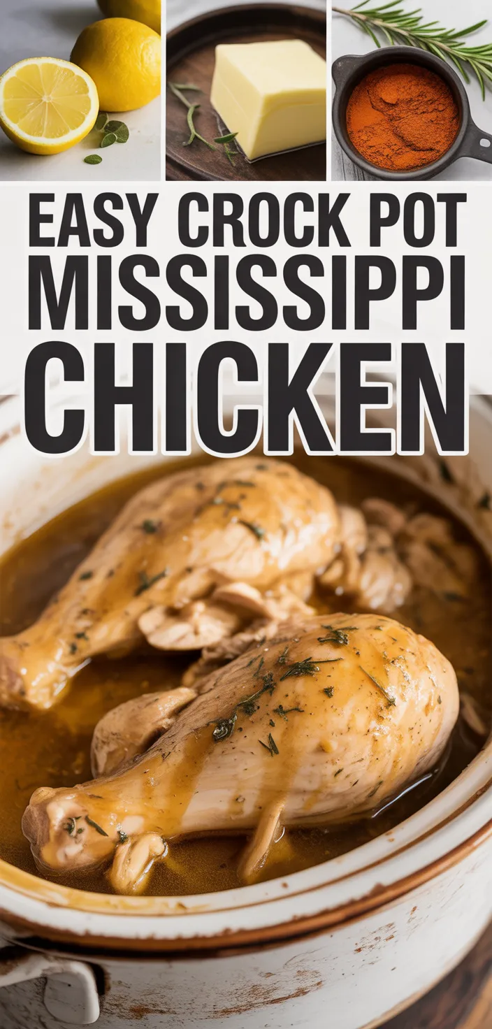 A photo of Easy Crock Pot Mississippi Chicken Recipe