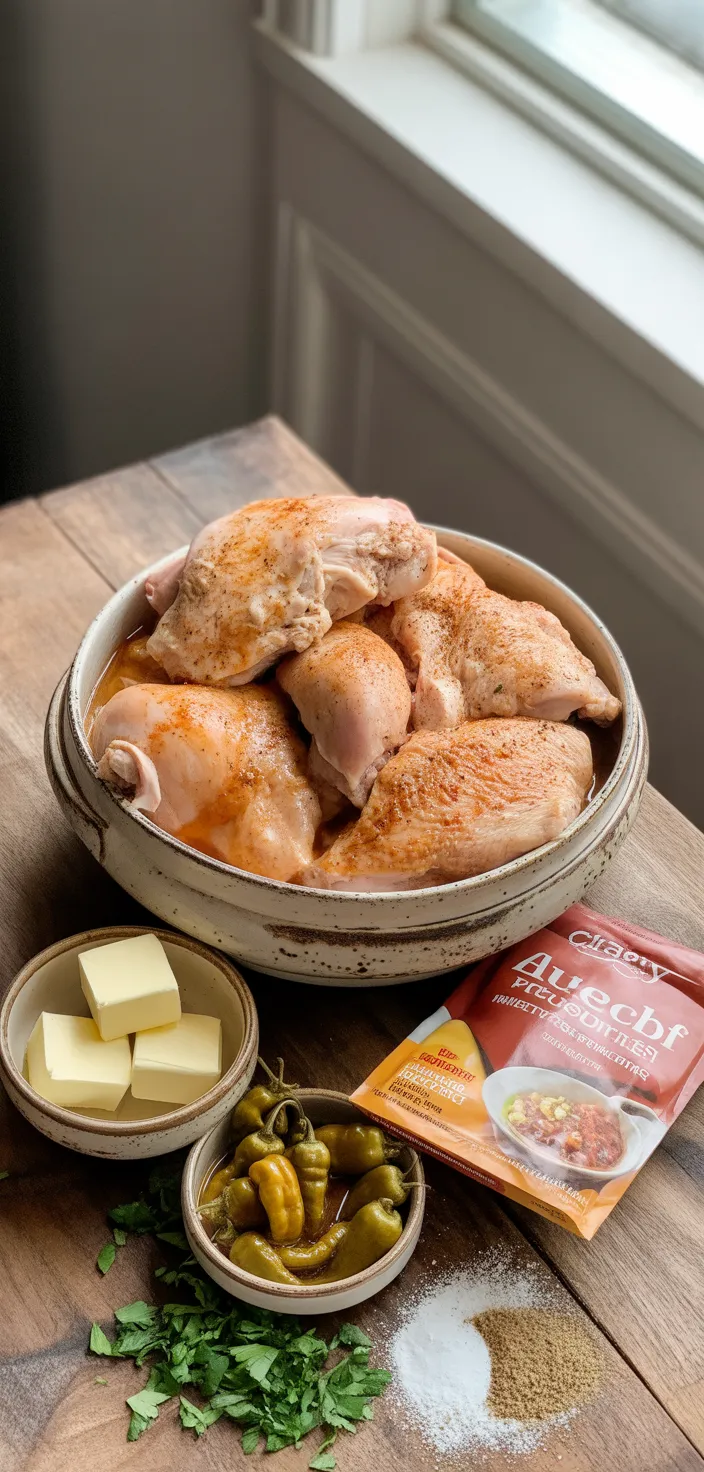 Ingredients photo for Easy Crock Pot Mississippi Chicken Recipe