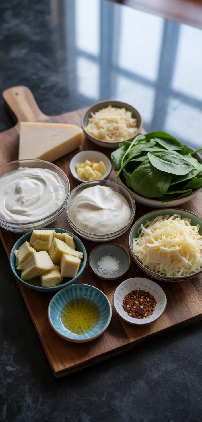 Ingredients photo for Easy Spinach Artichoke Dip Recipe