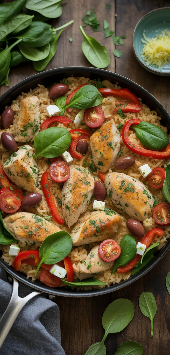 Ingredients photo for One Pan Mediterranean Chicken And Rice Skillet Meal Recipe