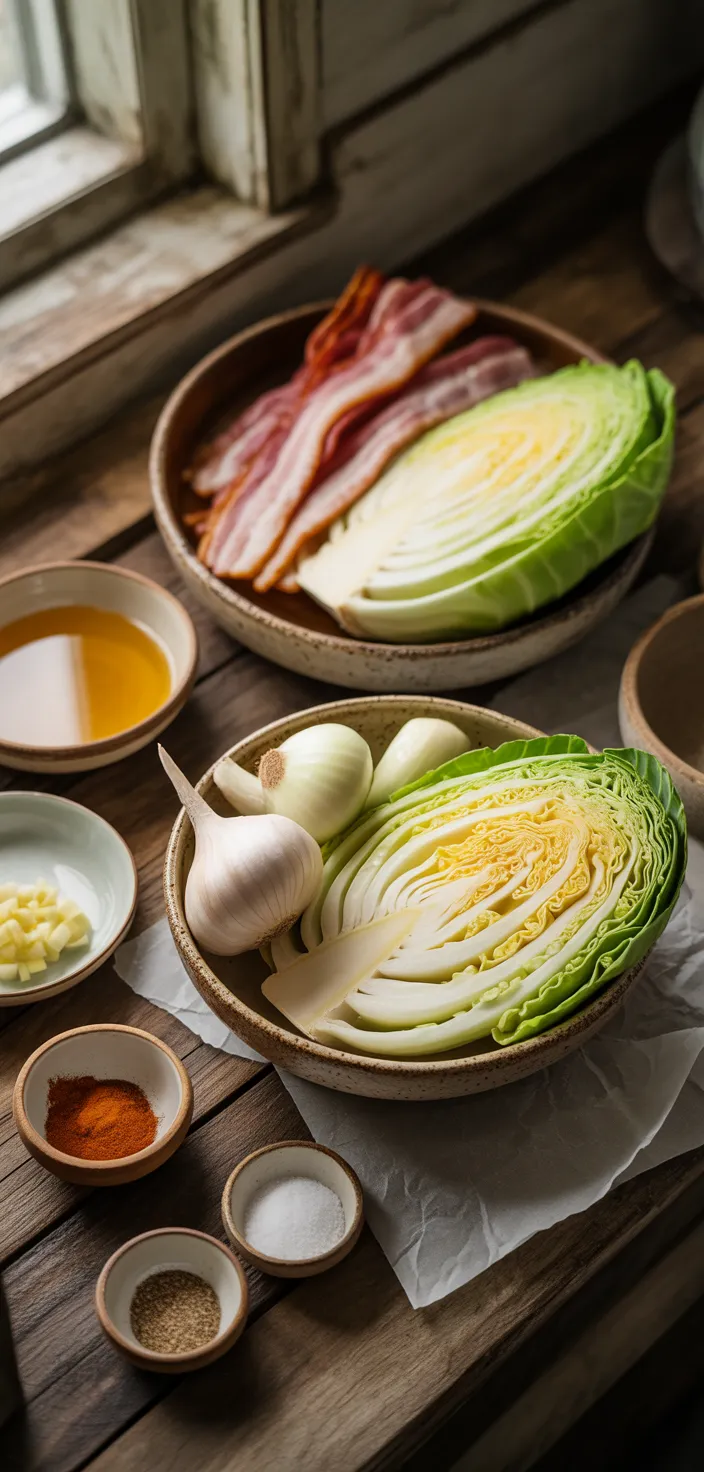 Ingredients photo for Southern Fried Cabbage And Bacon Recipe