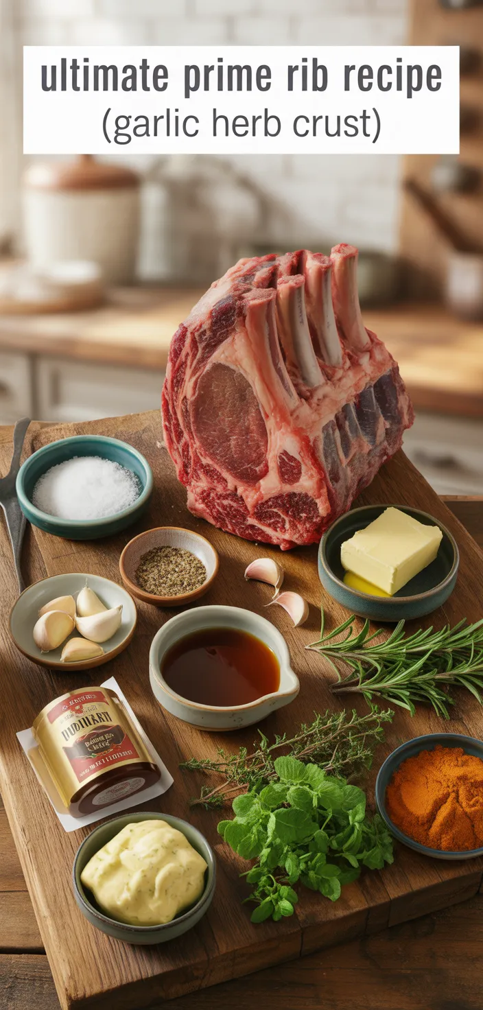 Ingredients photo for Ultimate Prime Rib Recipe (Garlic Herb Crust)