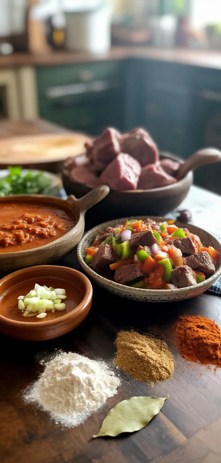 Ingredients photo for Carne Guisada (Braised Beef) Recipe