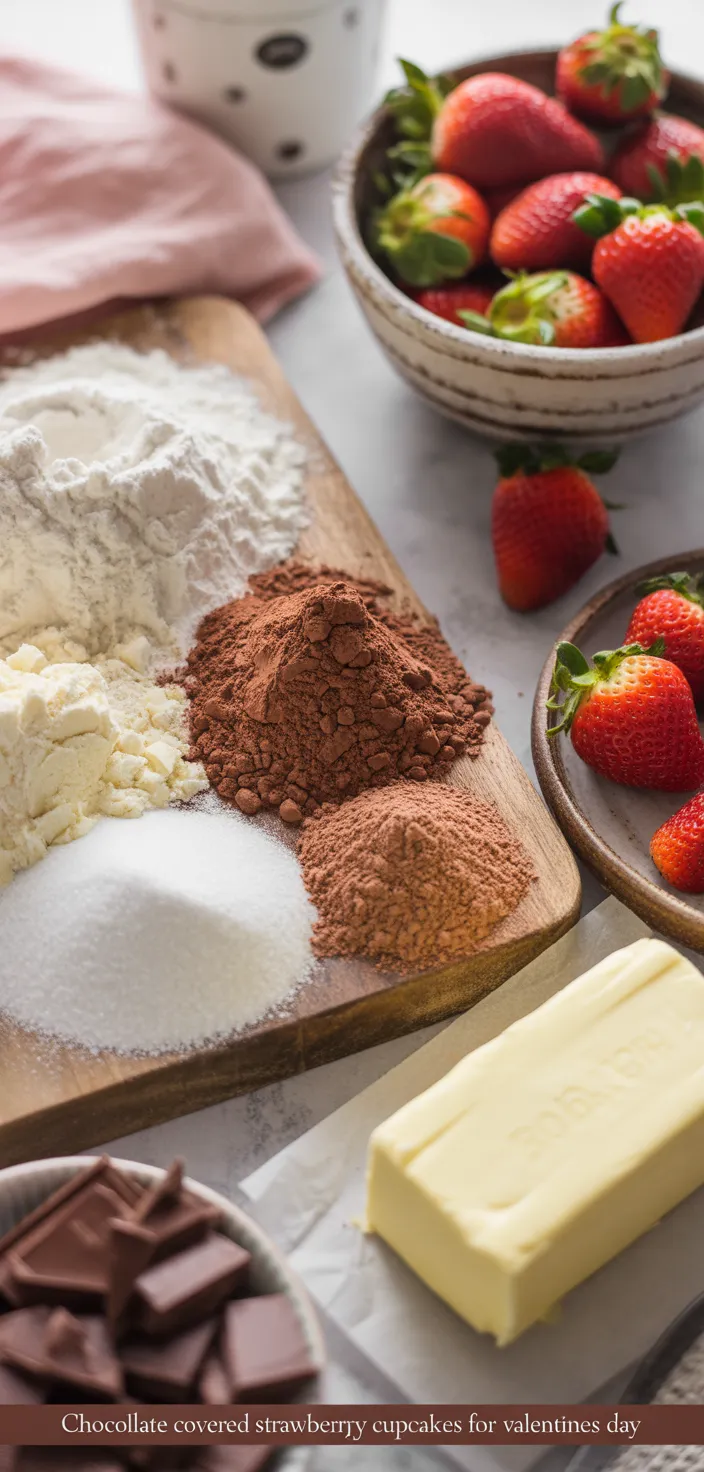 Ingredients photo for Chocolate Covered Strawberry Cupcakes For Valentines Day Recipe