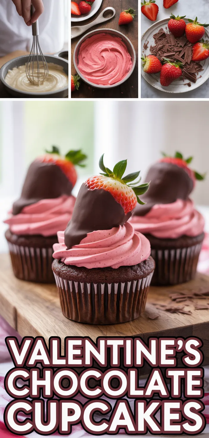 A photo of Chocolate Covered Strawberry Cupcakes For Valentines Day Recipe