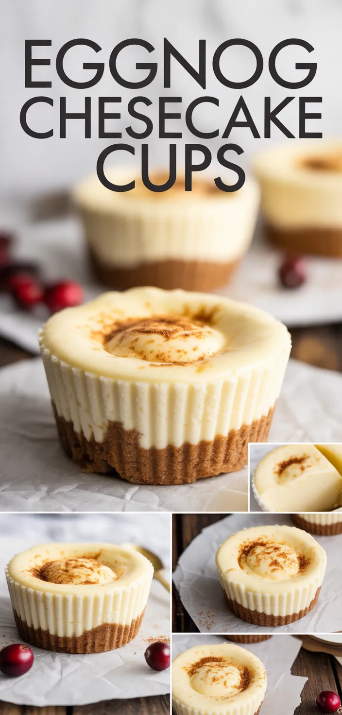 A photo of No Bake Mini Eggnog Cheesecake Cups Recipe
