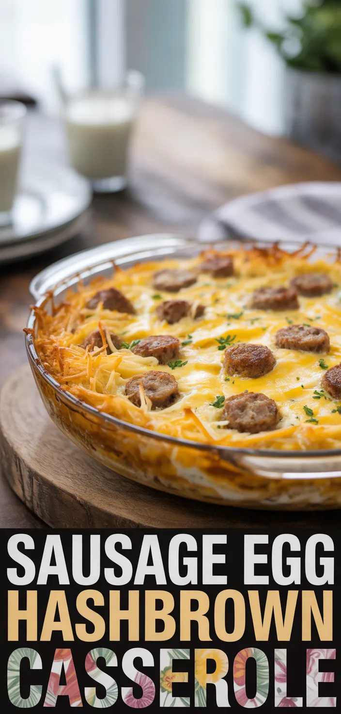 A photo of Sausage, Egg ; Cream Cheese Hash Brown Breakfast Casserole Recipe