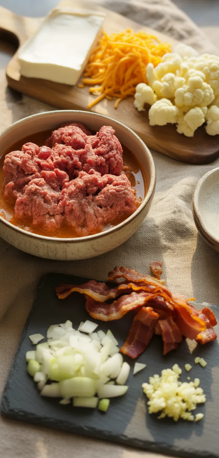 Ingredients photo for Easy Low Carb Cheeseburger Soup Recipe