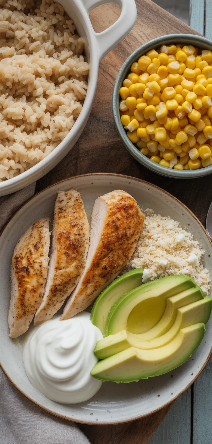 Ingredients photo for Healthy And Delicious Street Corn Chicken Rice Bowl Recipe