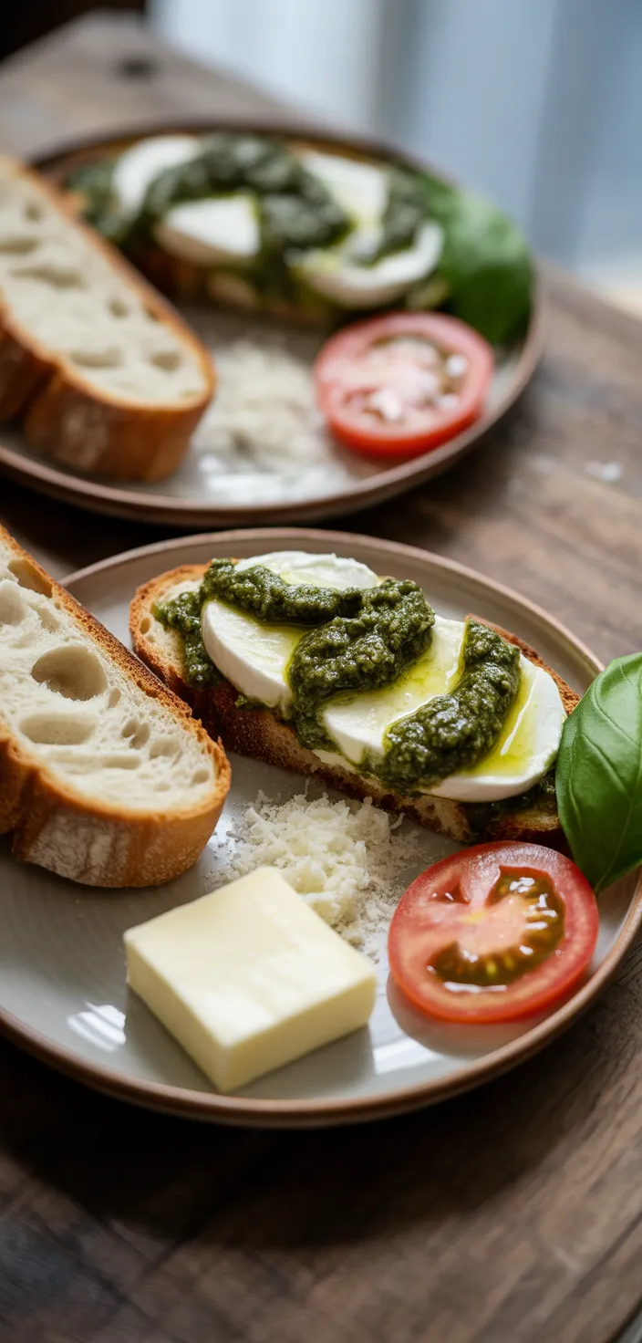 Ingredients photo for Pesto Mozzarella Grilled Cheese Recipe
