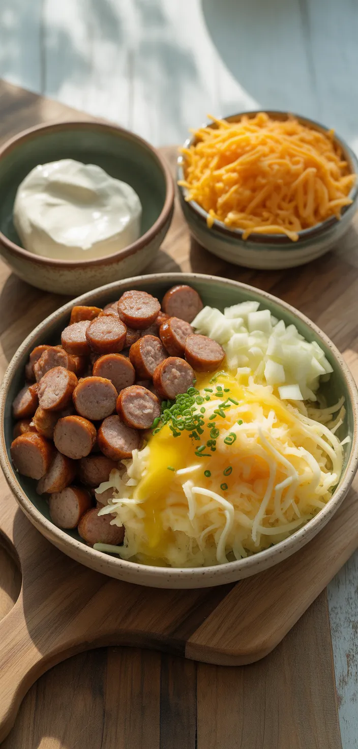 Ingredients photo for Sausage, Egg ; Cream Cheese Hash Brown Breakfast Casserole Recipe