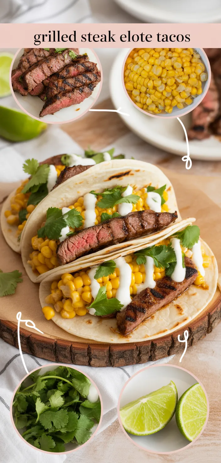 A photo of Grilled Steak Elote Tacos Recipe