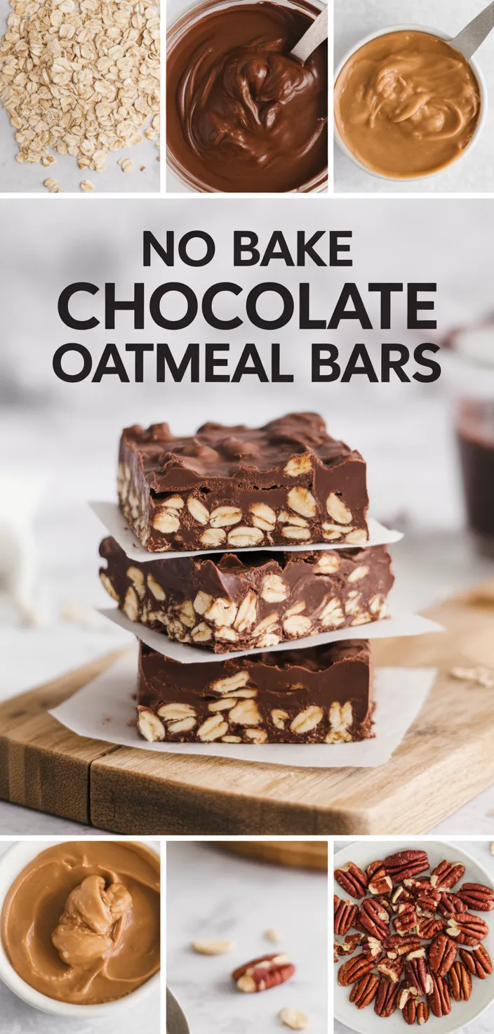 A photo of No Bake Chocolate Oatmeal Bars Recipe