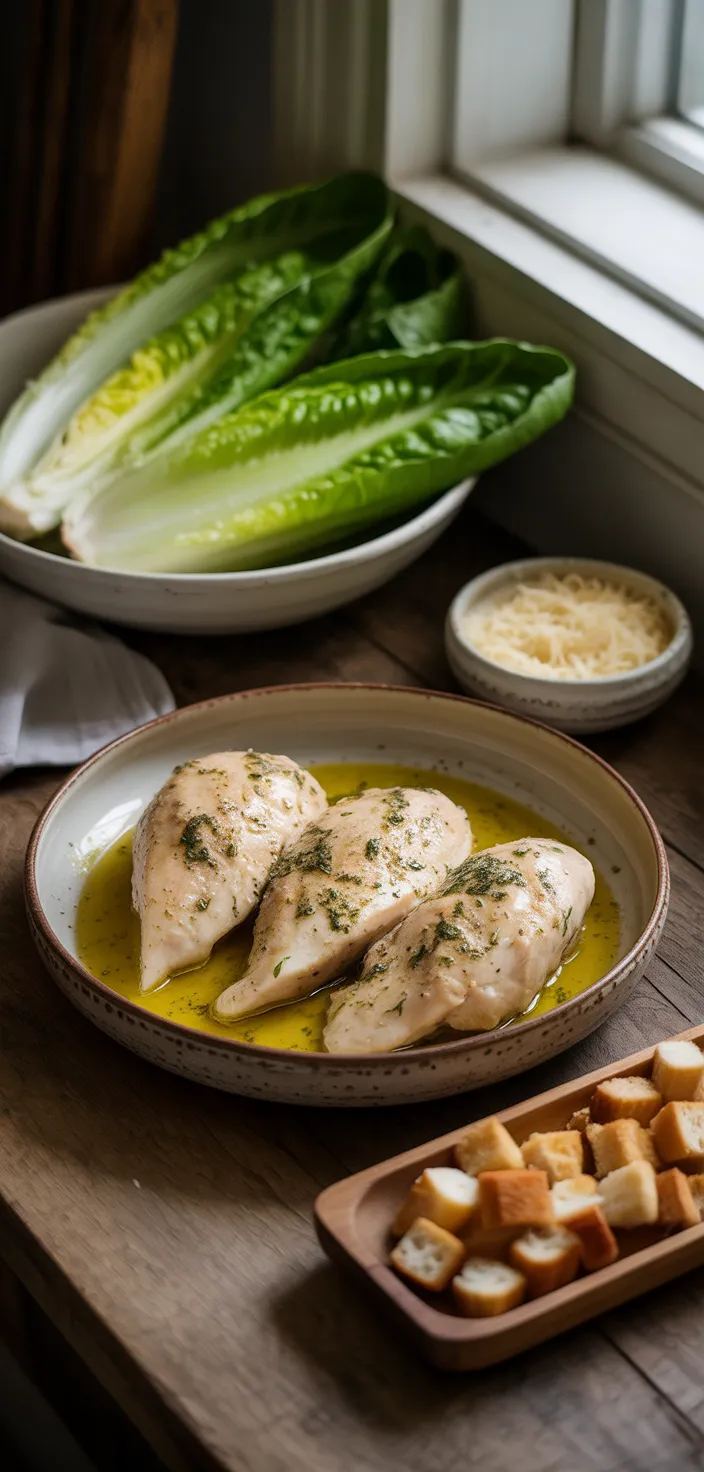 Ingredients photo for Easy Grilled Chicken Caesar Salad With Homemade Dressing Recipe