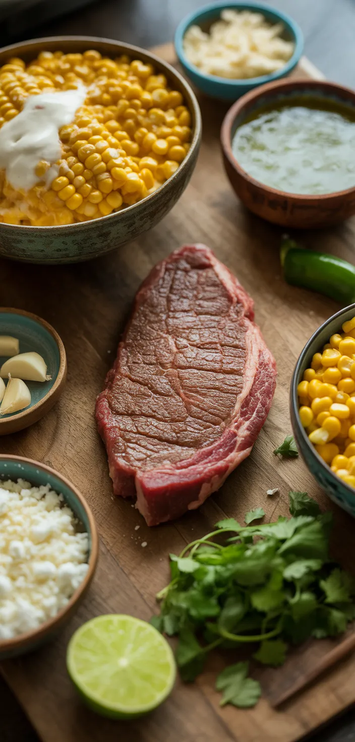 Ingredients photo for Grilled Steak Elote Tacos Recipe