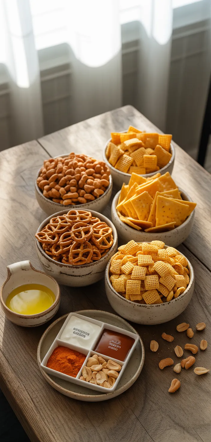 Ingredients photo for Ranch Trail Mix Snack Mix Recipe