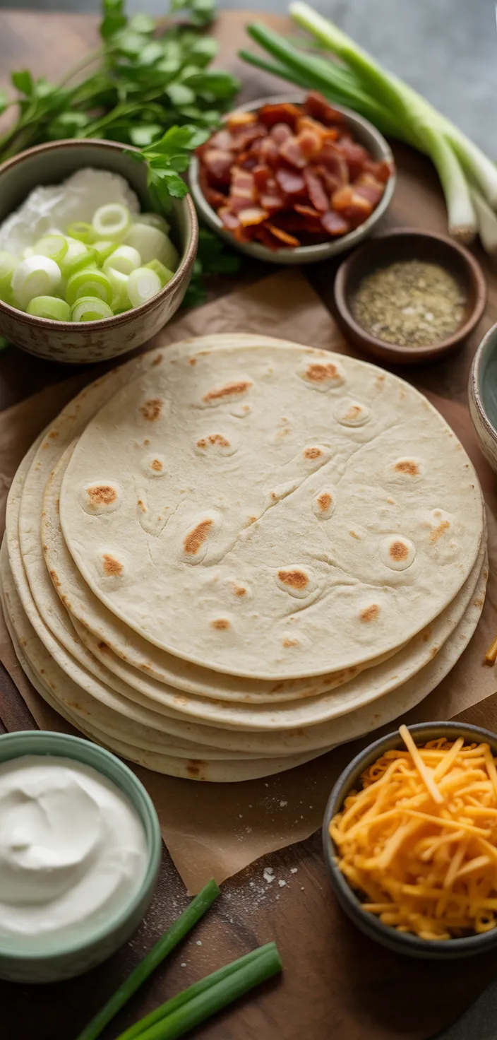 Ingredients photo for Cheddar Bacon Ranch Tortilla Pinwheels Recipe